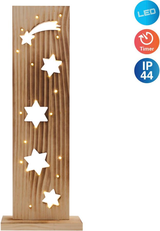 Näve Decoratief ledobject Sterren kerstdecoratie van hout Houten vloerlamp hoogte ca. 60 cm op batterijen (1 stuk) - Foto 6