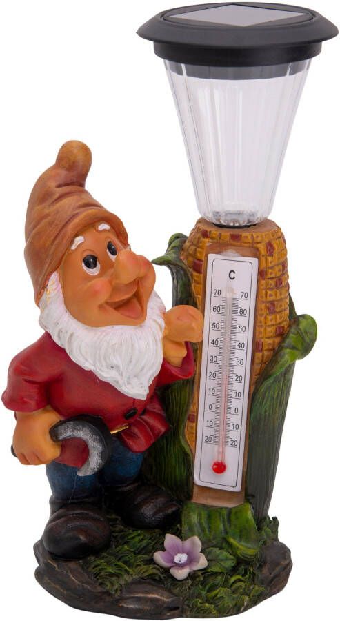 Näve Ledsolarlamp Dwerg met thermometer incl. 1x led 0.02w 3500k 3lm afm.: l: 14 cm b: 10 cm h: 26 cm (1 stuk)