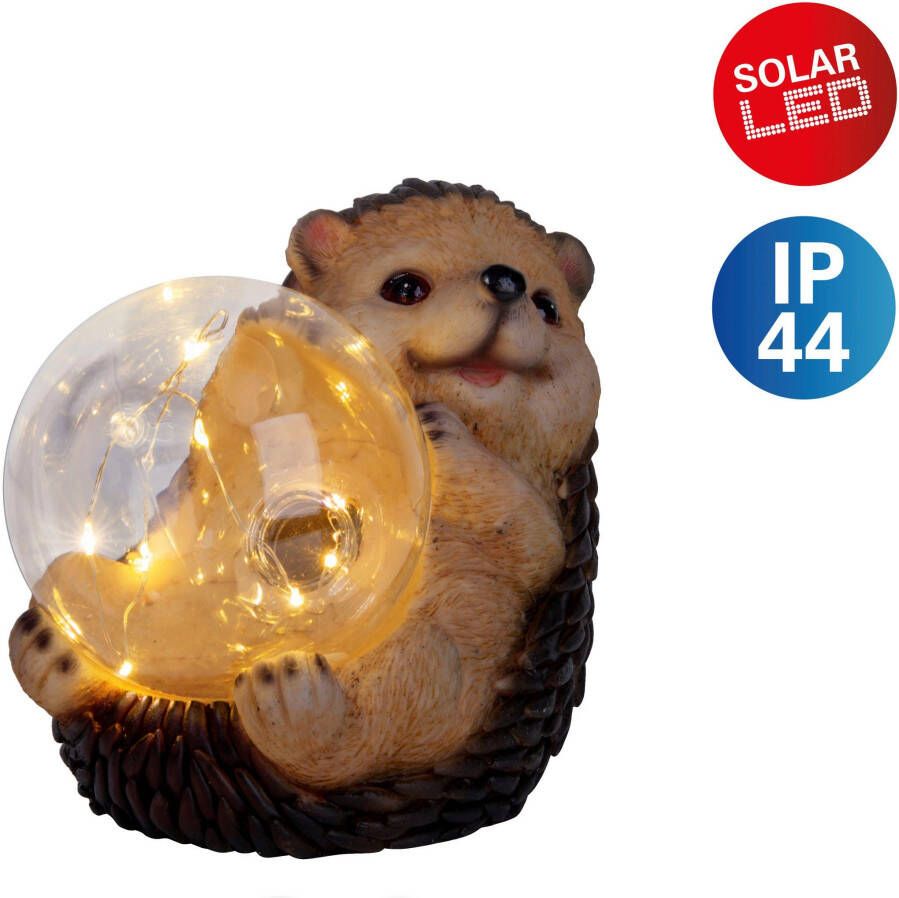 Näve Ledsolarlamp Egel leuke egel met verlichte bol in bruin beige warmwit licht (1 stuk) - Foto 3