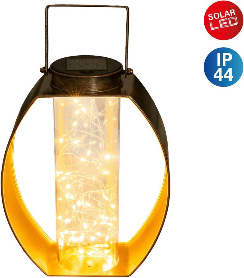 Näve Led-solarlamp Fairylight messing binnenkant goudkleurig kunststof cilinder met led-lichtsnoer (1 stuk) - Foto 7