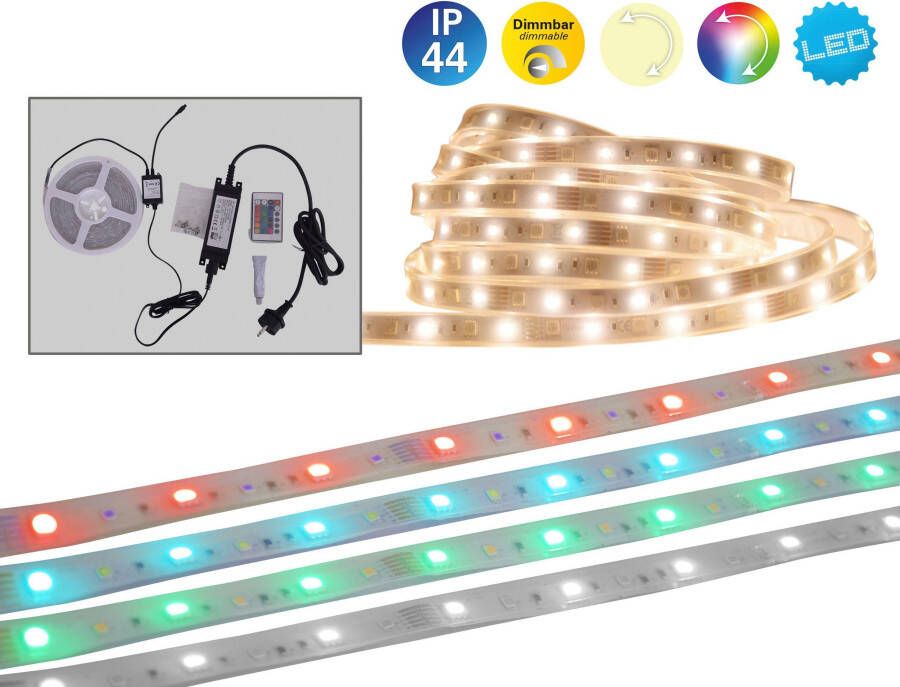 Näve Led-strip Outdoor Kleurwisseling dimfunctie afstandsbediening lengte 1000 cm RGB IP44 (1 stuk)