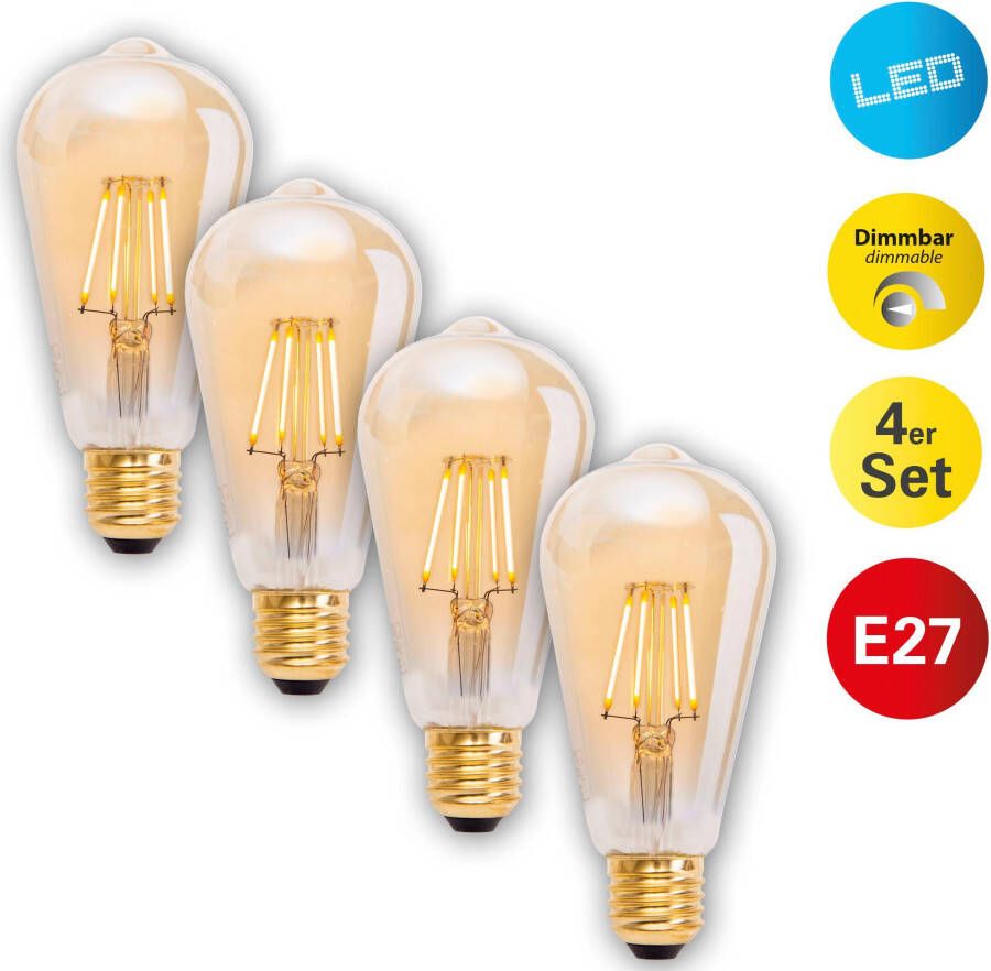 Näve Led-verlichting Dilly set van 4 stuks ledverlichting e27 4w 2000 k 320 lm ski ip20 (4 stuks)