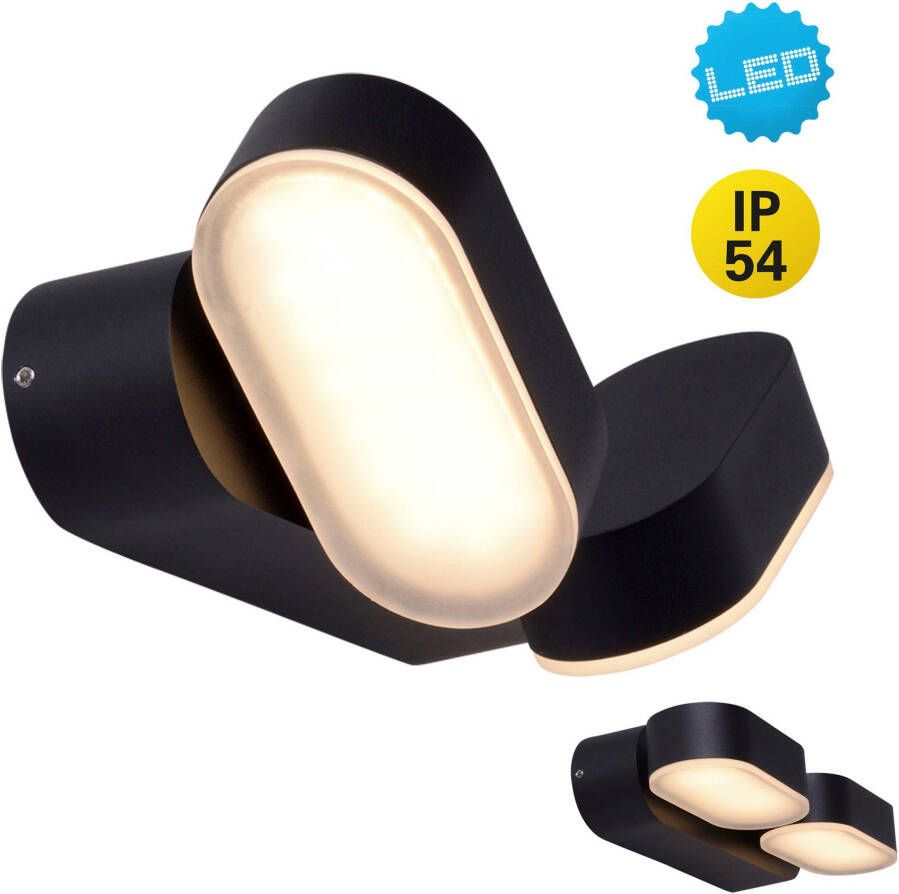 Näve Led wandlamp voor buiten Motus 2 beweegbare lichtblokken incl. 60 led zwart warmwit ip 54 (1 stuk) - Foto 5