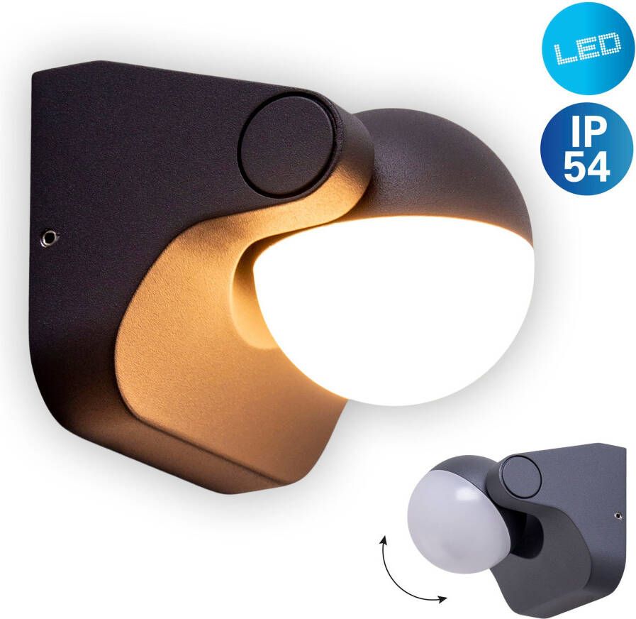 Näve Ledwandlamp voor buiten Pallas draaibaar antraciet warmwit licht incl. led ip 54 (1 stuk) - Foto 4