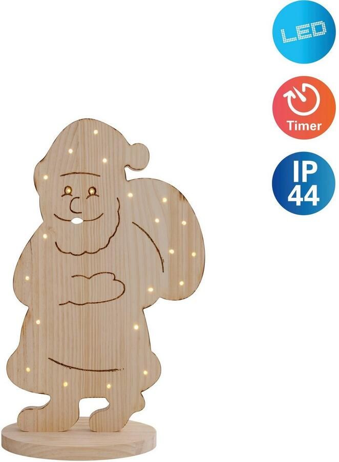 Näve Decoratief ledobject Santa kerstdecoratie van hout Houten vloerlamp hoogte ca. 80 cm op batterijen (1 stuk) - Foto 3