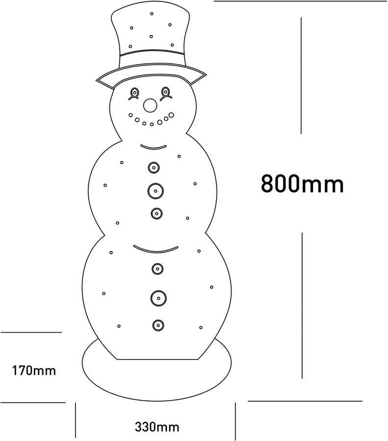 Näve Decoratief ledobject Snowy kerstdecoratie van hout Sneeuwman van hout incl. timer hoogte ca. 80 cm op batterijen (1 stuk) - Foto 3