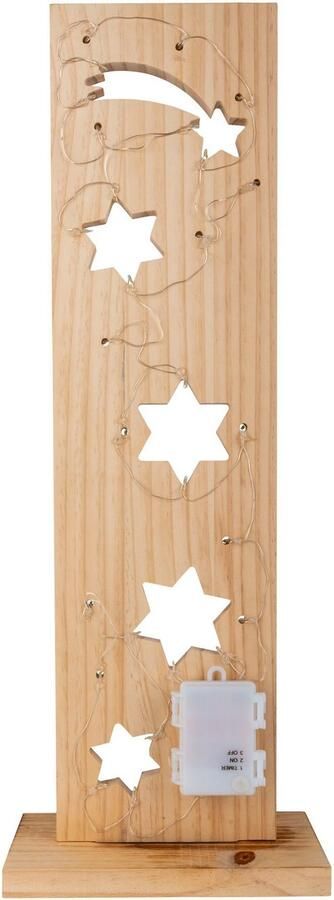 Näve Decoratief ledobject Sterren kerstdecoratie van hout Houten vloerlamp hoogte ca. 60 cm op batterijen (1 stuk) - Foto 5