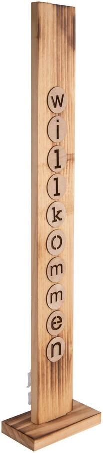 Näve Decoratief ledobject Welkom Houten vloerlamp hoogte ca. 82 cm op batterijen (1 stuk) - Foto 6