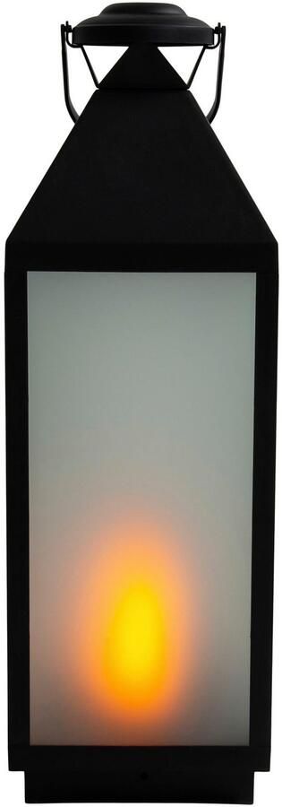 Näve Decoratieve ledverlichting DORIS Lantaarn vierkant vlam effect timerfunctie zwart mat glas (1 stuk) - Foto 4