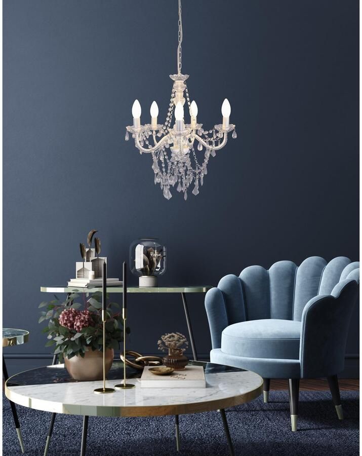 Näve Hanglamp 5-delige kroon "CECILIA" D: 52 cm wit (1 stuk) - Foto 3