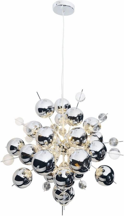 Näve Hanglamp Explosie Glazen bollen zilverkleur groot helder klein excl. 10xG9 H: ca. 150 cm D: 65 cm (1 stuk) - Foto 6