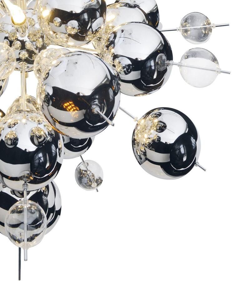 Näve Hanglamp Explosie Glazen bollen zilverkleur groot helder klein excl. 10xG9 H: ca. 150 cm D: 65 cm (1 stuk) - Foto 4