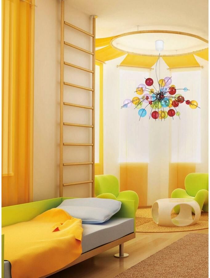 Näve Hanglamp Explosie kleurrijke glazen bollen in 2 maten excl. 10 x g9 h: ca. 150 cm d: 98 cm (1 stuk) - Foto 3