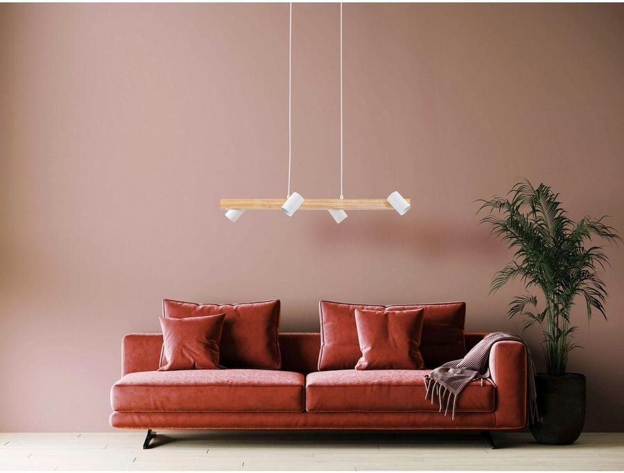 Näve Hanglamp Frida Materiaal metaal gummiboom kleur natuurlijk wit excl. 4xGU10 max. 40W (1 stuk) - Foto 3