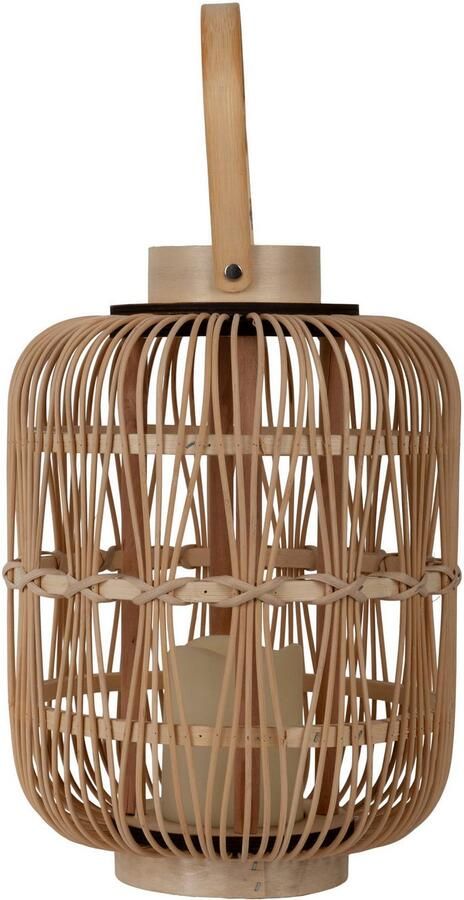 Näve Led-decoratieve verlichting Korbinian Rattankorf naturel met handvat incl. 1x LED-kaars warm wit timer IP20 (1 stuk) - Foto 7