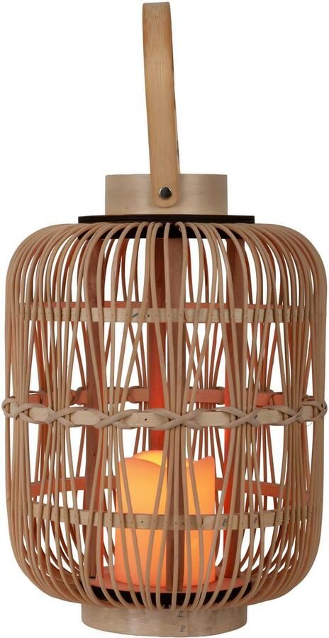 Näve Led-decoratieve verlichting Korbinian Rattankorf naturel met handvat incl. 1x LED-kaars warm wit timer IP20 (1 stuk) - Foto 9