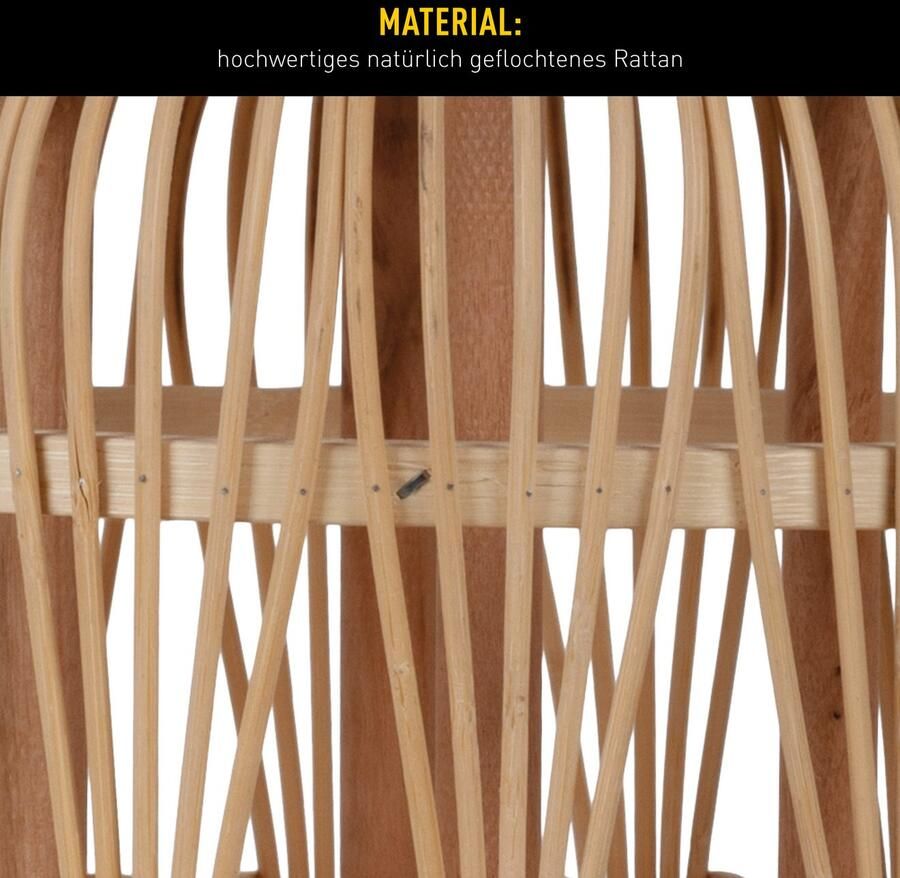 Näve Led-decoratieve verlichting Korbinian Rattankorf naturel met handvat incl. 1x LED-kaars warm wit timer IP20 (1 stuk) - Foto 2