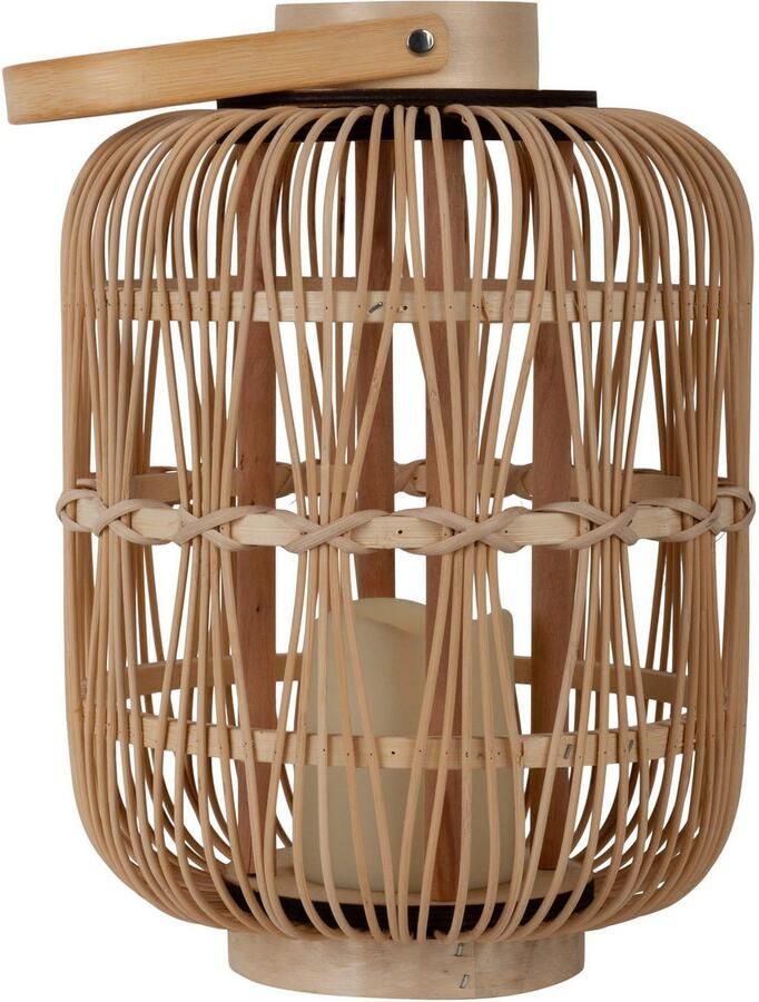 Näve Led-decoratieve verlichting Korbinian Rattankorf naturel met handvat incl. 1x LED-kaars warm wit timer IP20 (1 stuk) - Foto 5