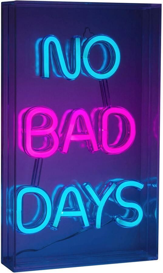 Näve Led-decoratieve verlichting NO BAD DAYS Opschrift verlicht blauw rood tafel- wandfunctie transparant USB (1 stuk) - Foto 6