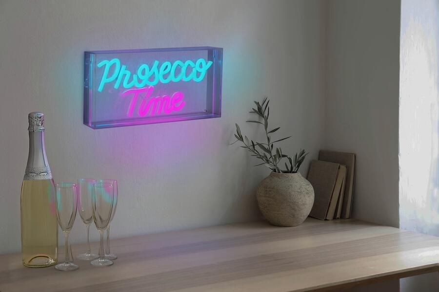 Näve Led-decoratieve verlichting PROSECCO TIME Opschrift verlicht blauw rood tafel- wandfunctie transparant USB (1 stuk) - Foto 6