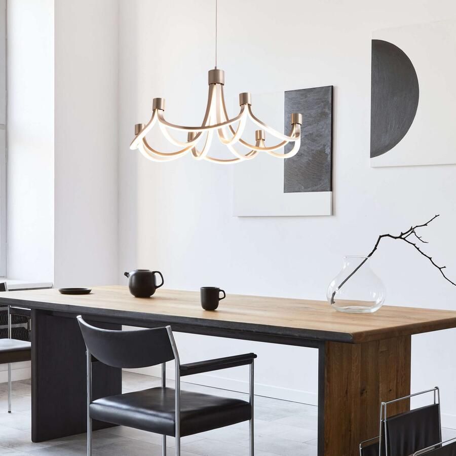 Näve Led-hanglamp Festos Kroonluchter trapsgewijs dimbaar gesatineerd metaal H: 150cm (1 stuk)