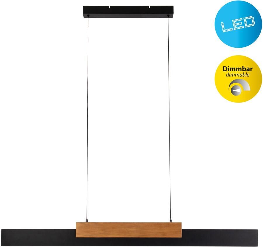 Näve Led-hanglamp WIEBKE met hout dimbaar via wandschakelaar geheugenfunctie hoogte verstelbaar (1 stuk) - Foto 3