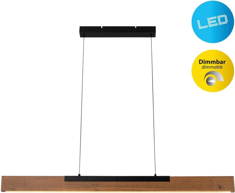 Näve Led-hanglamp Wilma met hout dimbaar via wandschakelaar geheugenfunctie hoogte verstelbaar (1 stuk) - Foto 3