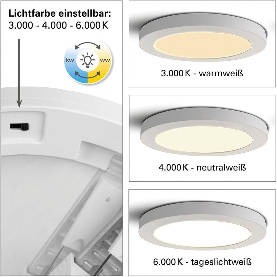 Näve Led-plafondlamp Bonus 3 lichtkleuren 2-in-1-uitstraling ring chroom magnetisch afneembaar (1 stuk)