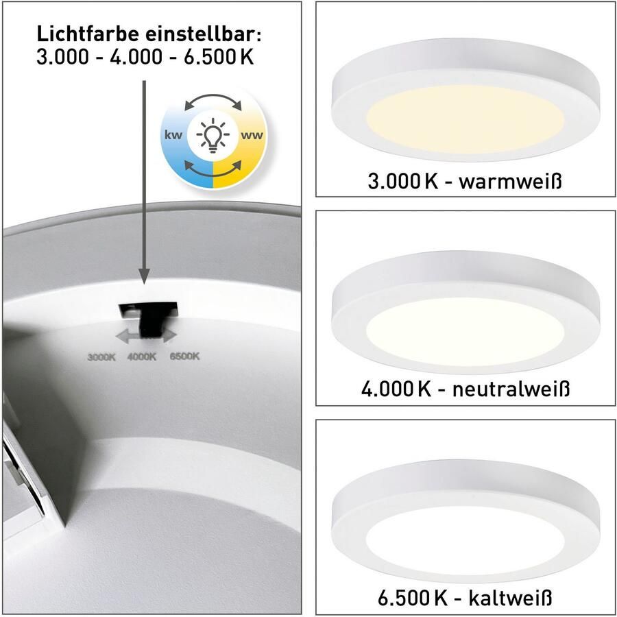 Näve Led-plafondlamp Bonus Inbouw of opbouw flexibel CCT via apparaat schakelaar D: 16 5cm (1 stuk)