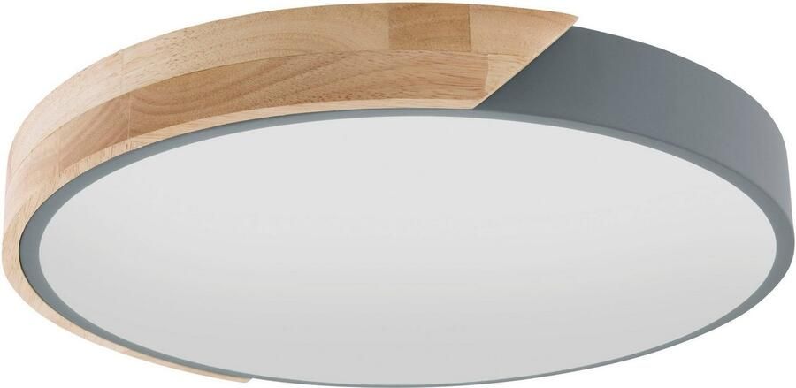 Näve Led-plafondlamp Borneo rond led rand deels grijs deels eikenhout lichtkleur warmwit (1 stuk) - Foto 2