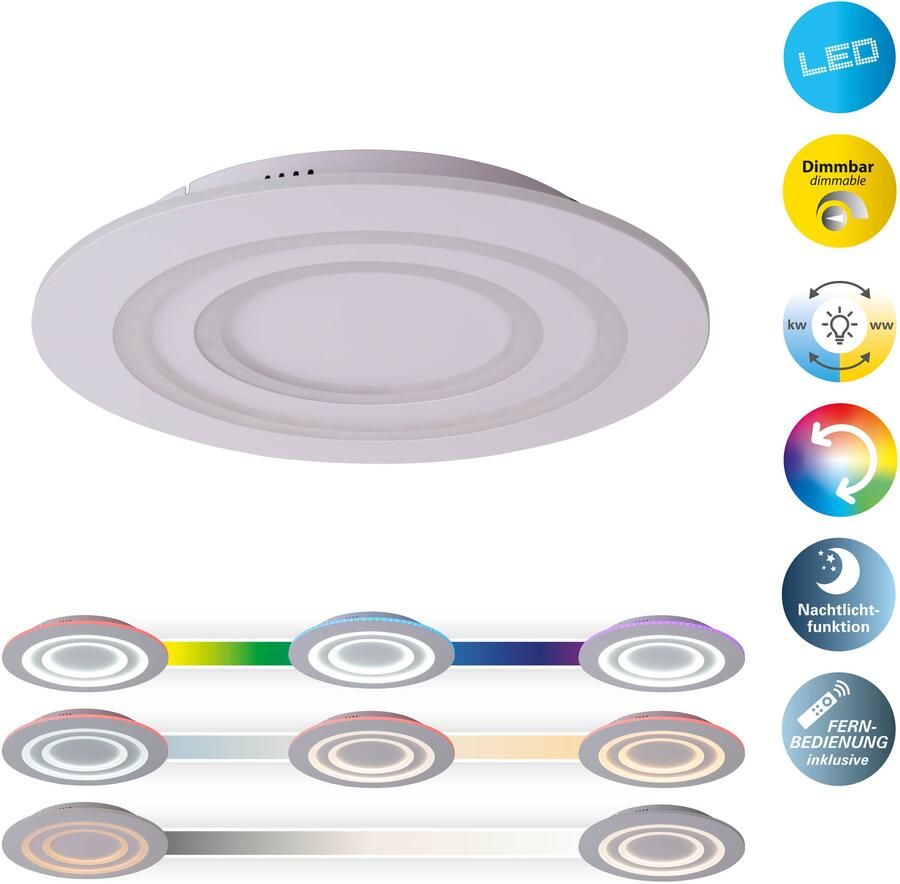 Näve Led-plafondlamp Mirel RGB CCT geheugen nachtlicht traploos dimbaar per radio afstandsbediening (1 stuk) - Foto 7