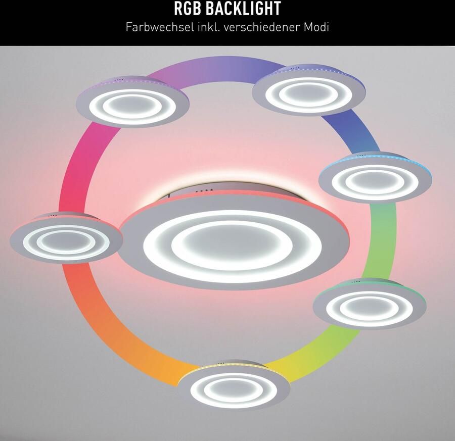 Näve Led-plafondlamp Mirel RGB CCT geheugen nachtlicht traploos dimbaar per radio afstandsbediening (1 stuk) - Foto 3