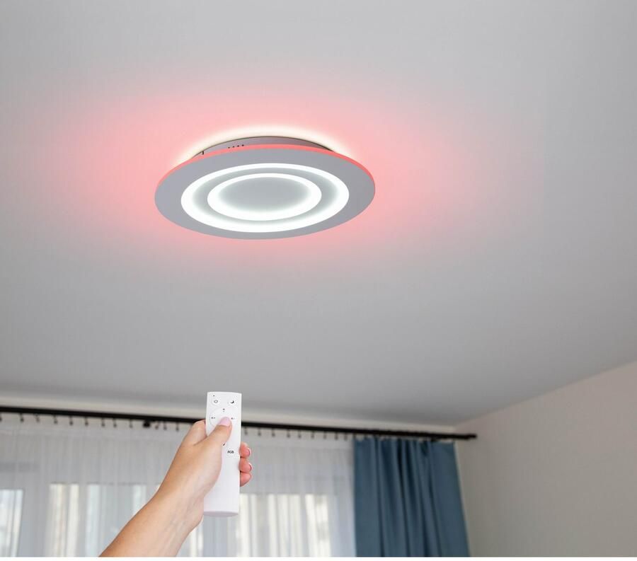 Näve Led-plafondlamp Mirel RGB CCT geheugen nachtlicht traploos dimbaar per radio afstandsbediening (1 stuk) - Foto 4