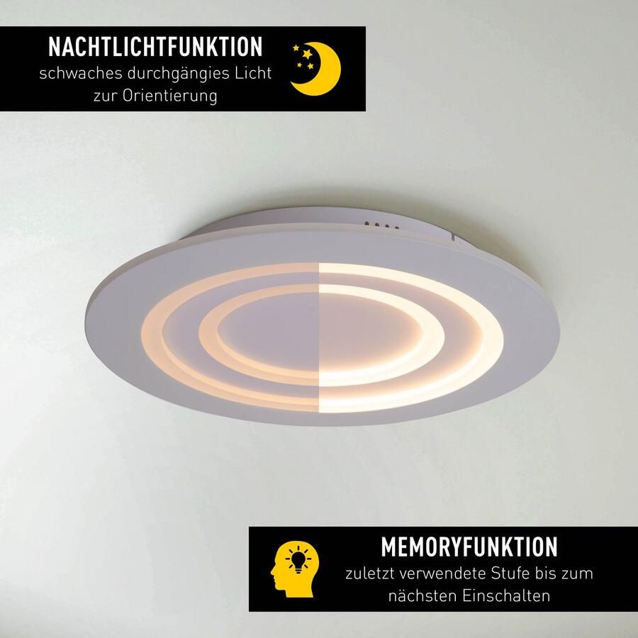 Näve Led-plafondlamp Mirel RGB CCT geheugen nachtlicht traploos dimbaar per radio afstandsbediening (1 stuk) - Foto 2