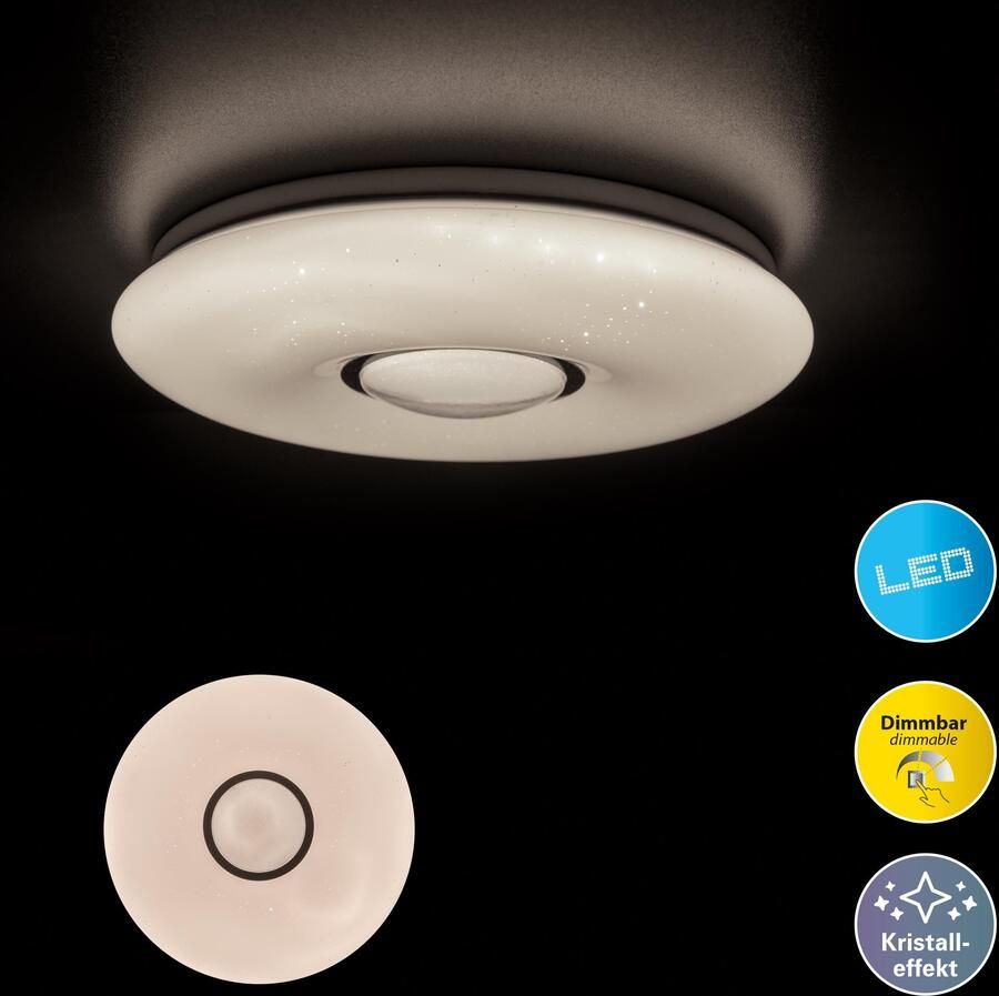 Näve Led-plafondlamp Picton Lampenkap kristaleffect stapsgewijs dimbaar via wandschakelaar warm wit (1 stuk) - Foto 5