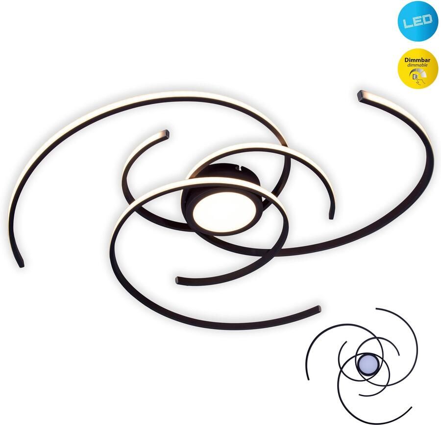 Näve Led-plafondlamp RADON zwart In 3-traps dimbaar lichtkleur warmwit diameter 75 cm (1 stuk) - Foto 9