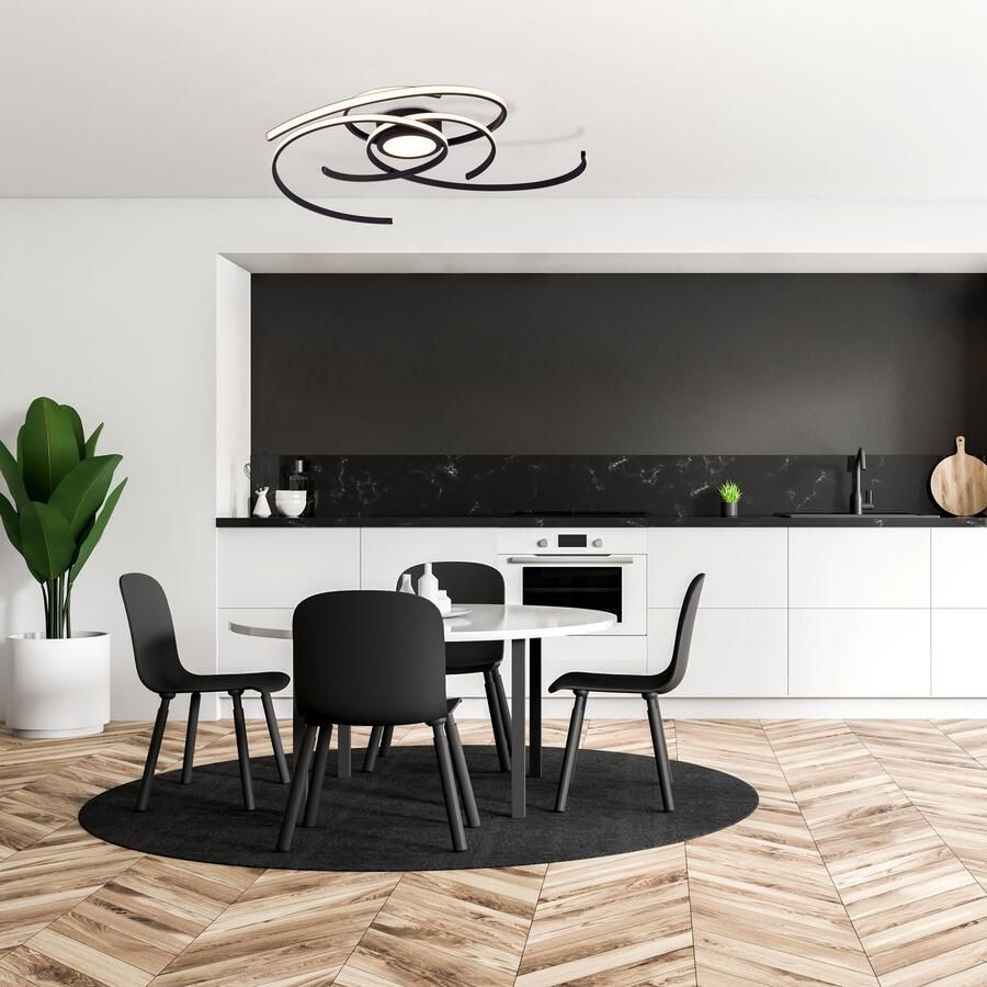 Näve Led-plafondlamp RADON zwart In 3-traps dimbaar lichtkleur warmwit diameter 75 cm (1 stuk)