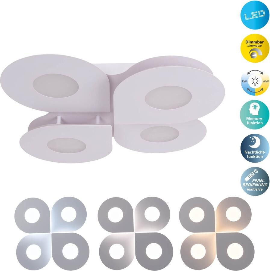 Näve Led-plafondlamp Smilla wit geheugen nachtlampje cct dimbaar met afstandsbediening (inclusief) (1 stuk) - Foto 12