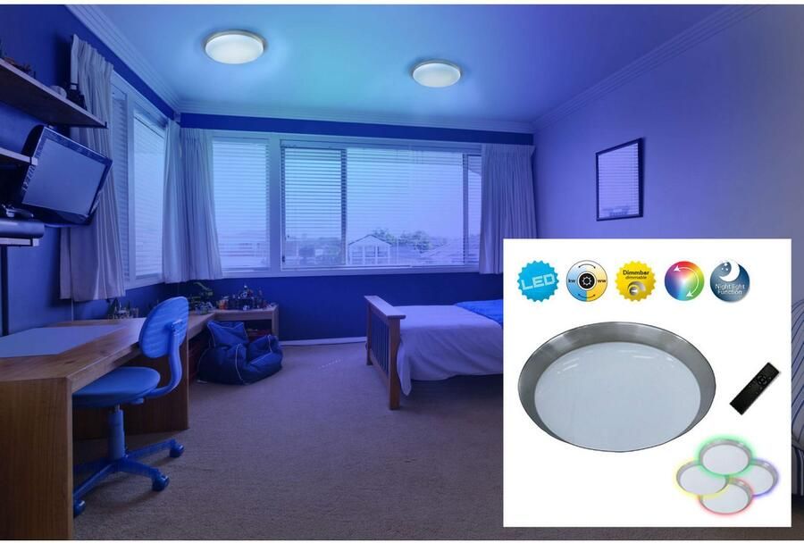 Näve Led-plafondlamp Triëst Lampenkap kristaleffect nachtlampje CCT RGB-frameverlichting dimbaar (1 stuk) - Foto 3