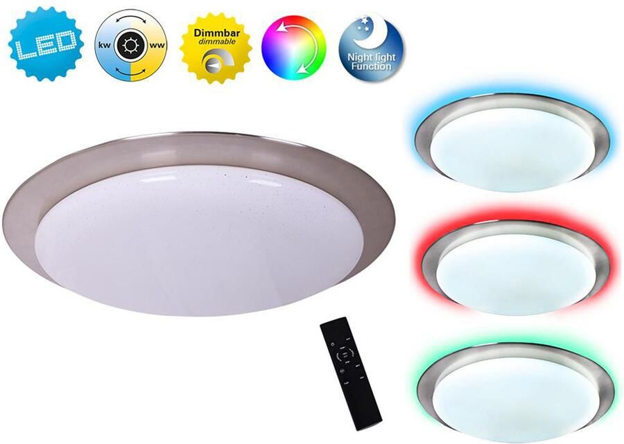 Näve Led-plafondlamp Turijn Lampenkap kristaleffect nachtlampje CCT RGB-frameverlichting dimbaar (1 stuk) - Foto 6