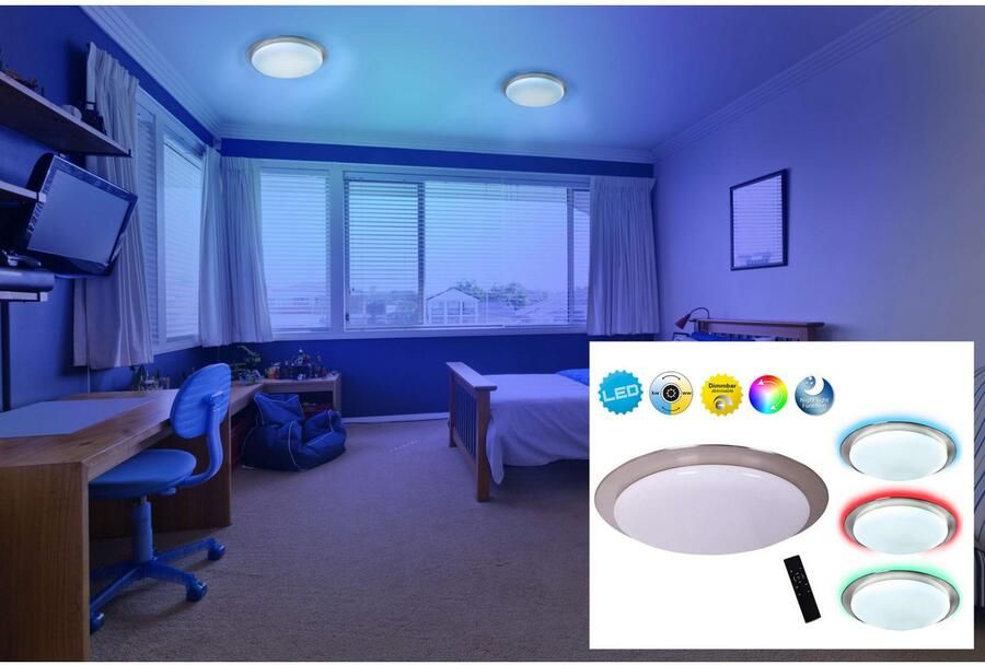 Näve Led-plafondlamp Turijn Lampenkap kristaleffect nachtlampje CCT RGB-frameverlichting dimbaar (1 stuk) - Foto 2