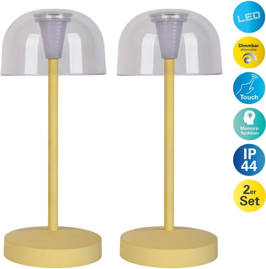 Näve Led-tafellamp Gomba 18 5 cm 2-delig set oplaadbaar usb-kabel geheugenfunctie traploos dimbaar (2 stuks) - Foto 7