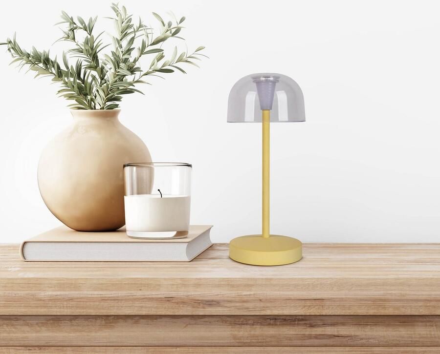 Näve Led-tafellamp Gomba 18 5 cm 2-delig set oplaadbaar usb-kabel geheugenfunctie traploos dimbaar (2 stuks)