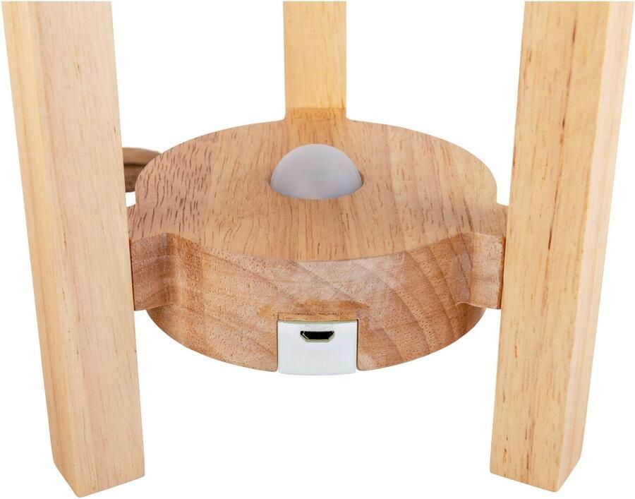 Näve Led-tafellamp Madita Accu-werking incl. USB-C-kabel houten frame textielscherm dimbaar (1 stuk) - Foto 2