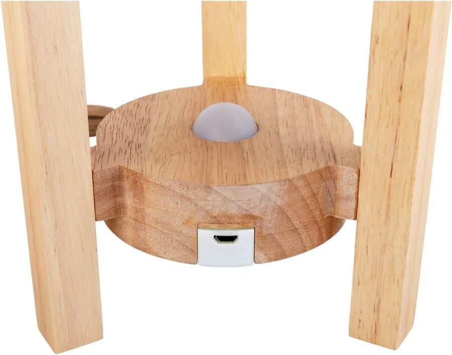 Näve Led-tafellamp Madita Accu-werking incl. USB-C-kabel houten frame textielscherm dimbaar (1 stuk) - Foto 3