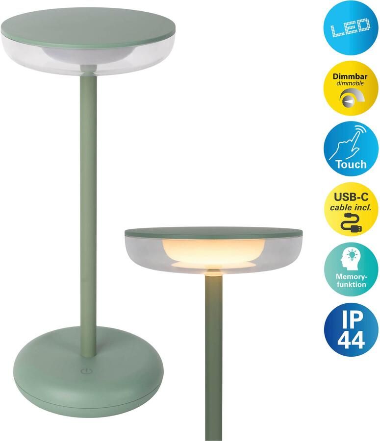 Näve Led-tafellamp Pasi dimbaar via aanraaksensor geheugenfunctie accu usb-c-oplaadkabel (1 stuk) - Foto 11