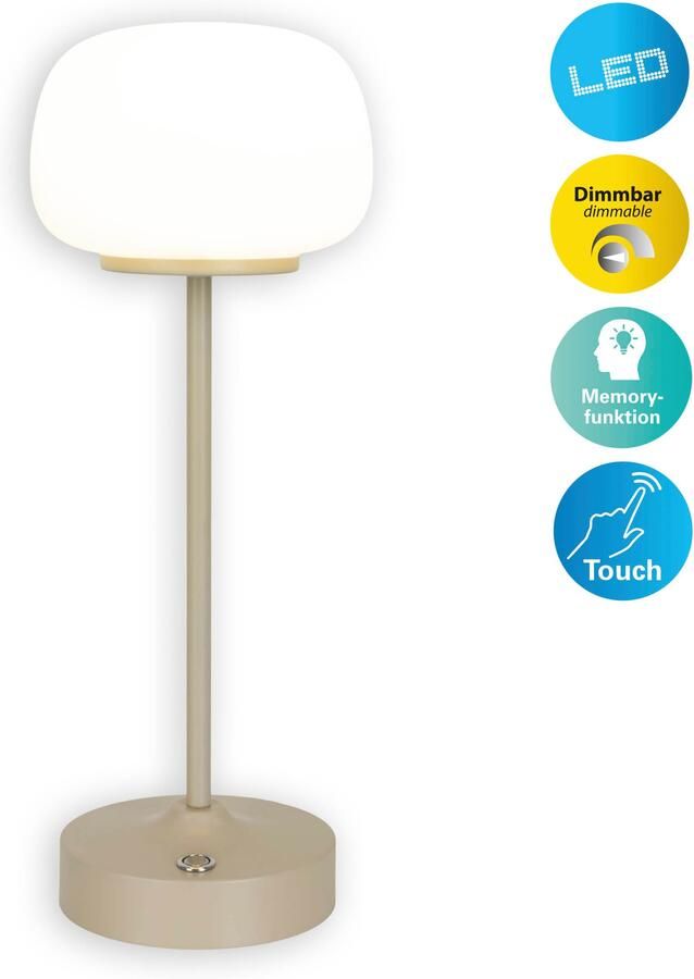 Näve Led-tafellamp Pina Oplaadbare accu USB Type C incl. kabel 100cm touch dimbaar - Foto 8