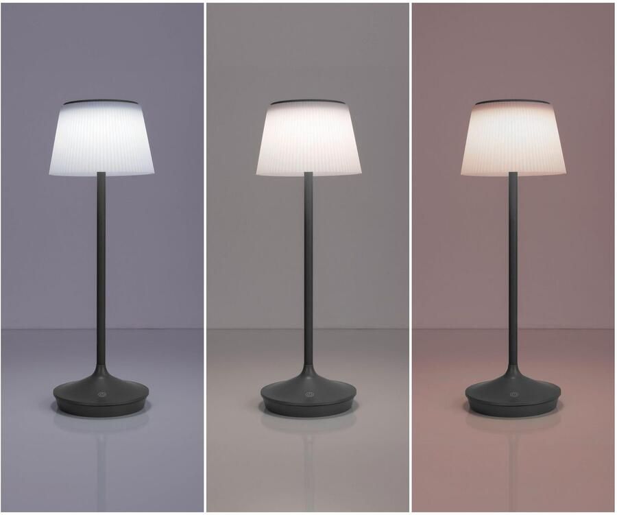 Näve Led-tafellamp Zonne-lamp acculamp "EMMI" Zonne-energie accubedrijf CCT aanraaksensor accutafellamp (1 stuk) - Foto 2