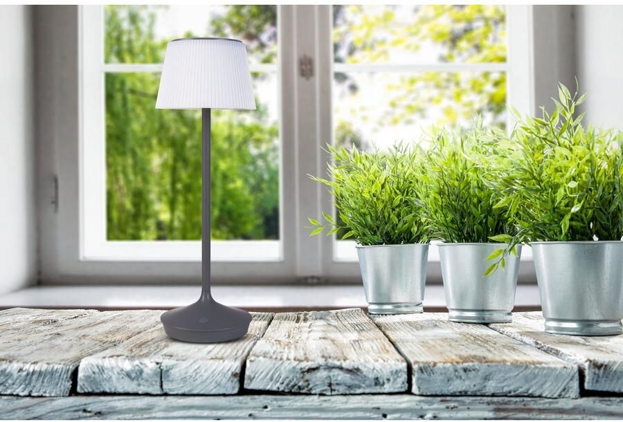 Näve Led-tafellamp Zonne-lamp acculamp "EMMI" Zonne-energie accubedrijf CCT aanraaksensor accutafellamp (1 stuk) - Foto 3