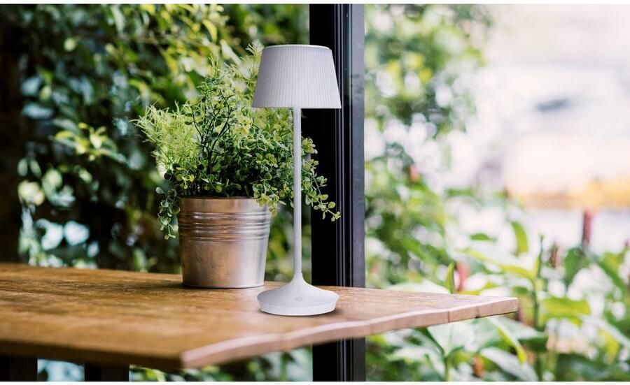 Näve Led-tafellamp Zonne-lamp acculamp "EMMI" Zonne-energie accubedrijf CCT aanraaksensor accutafellamp (1 stuk) - Foto 4